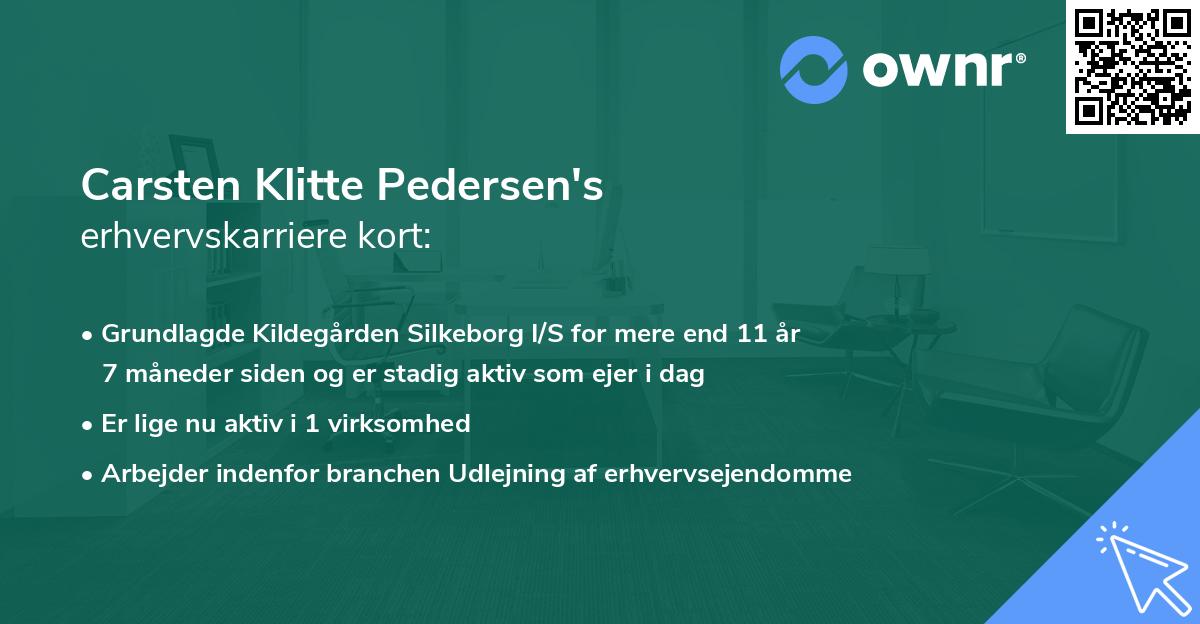Carsten Klitte Pedersen's erhvervskarriere kort