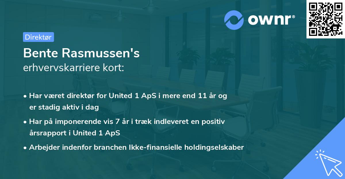 Bente Rasmussen's erhvervskarriere kort