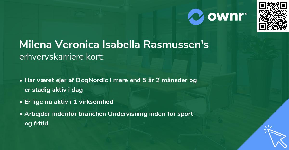 Milena Veronica Isabella Rasmussen's erhvervskarriere kort