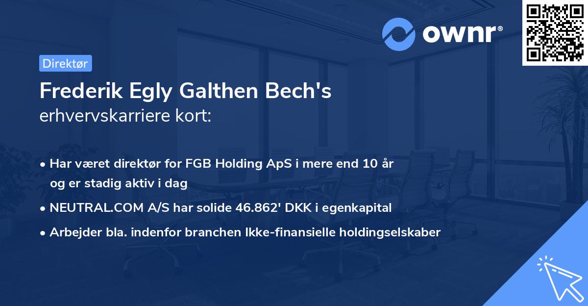 Frederik Egly Galthen Bech's erhvervskarriere kort