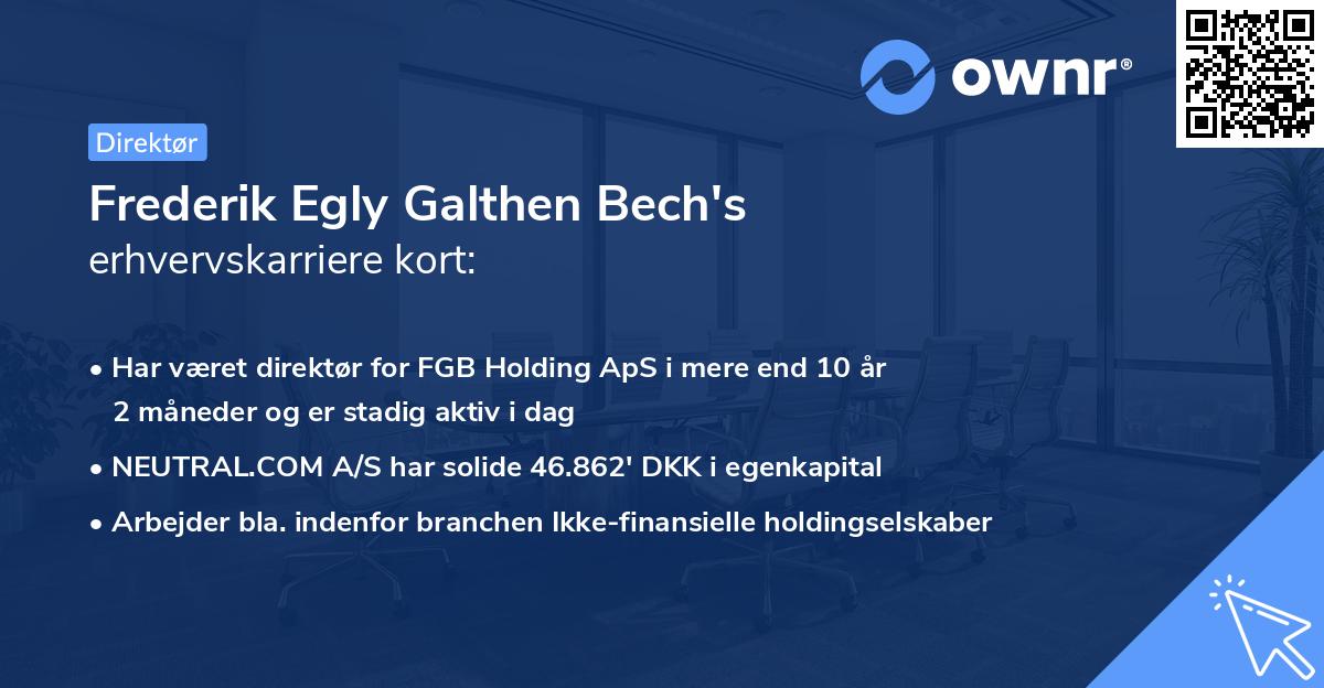 Frederik Egly Galthen Bech's erhvervskarriere kort