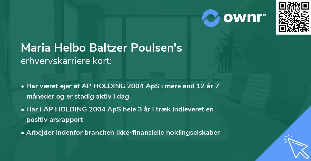 Maria Helbo Baltzer Poulsen's erhvervskarriere kort