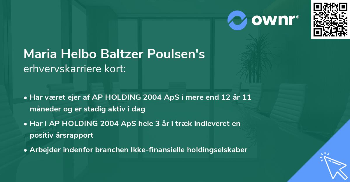 Maria Helbo Baltzer Poulsen's erhvervskarriere kort