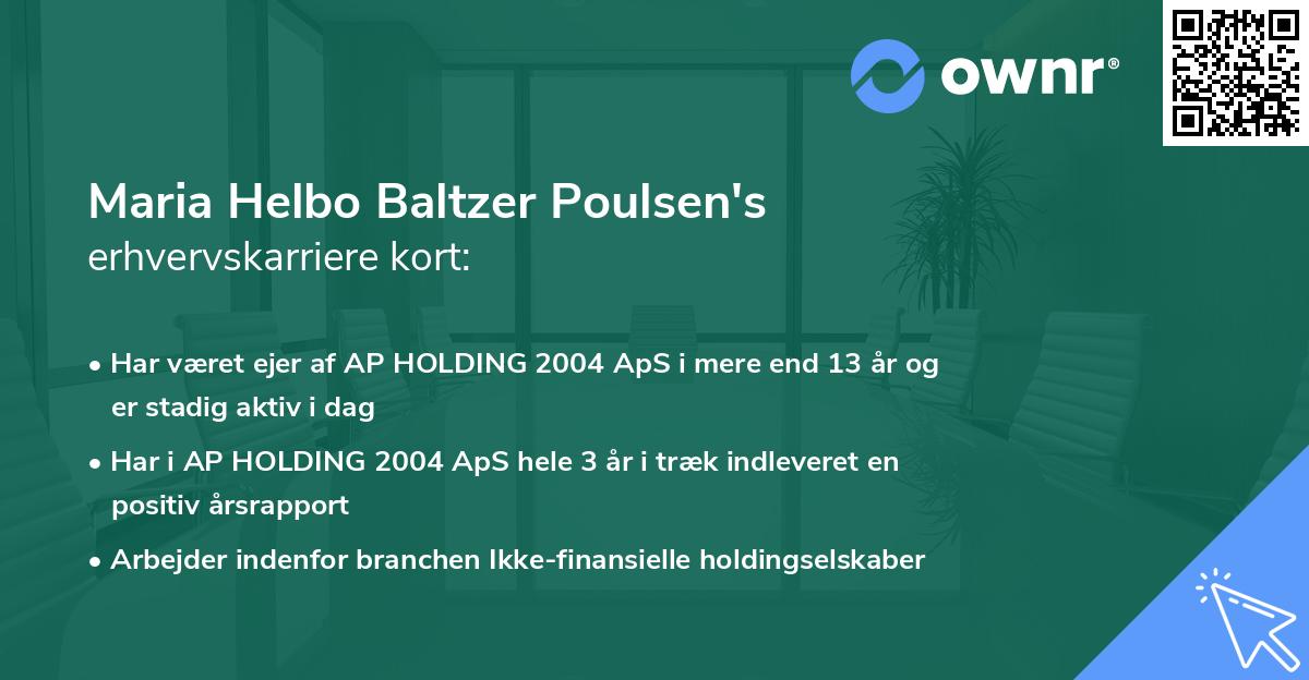 Maria Helbo Baltzer Poulsen's erhvervskarriere kort