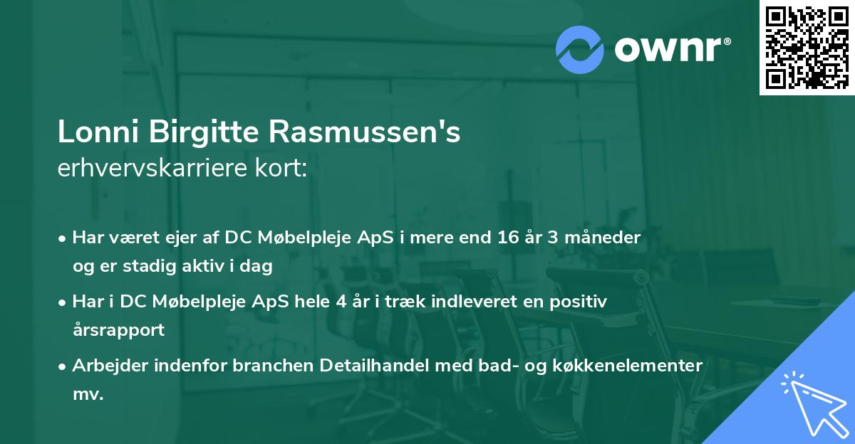 Lonni Birgitte Rasmussen's erhvervskarriere kort