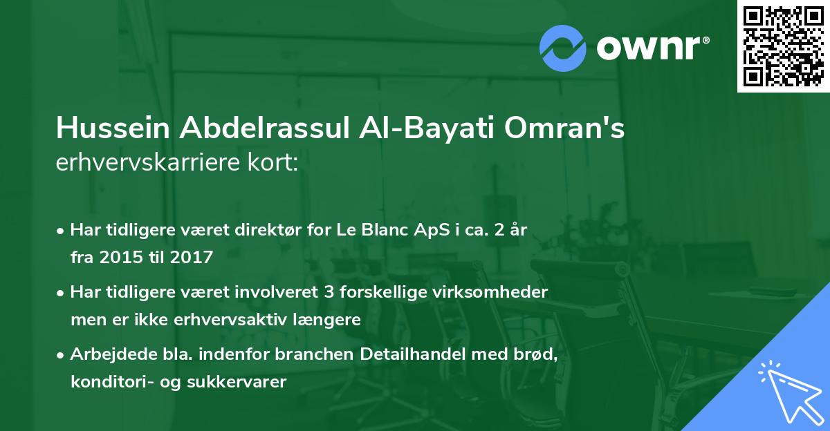 Hussein Abdelrassul Al-Bayati Omran's erhvervskarriere kort