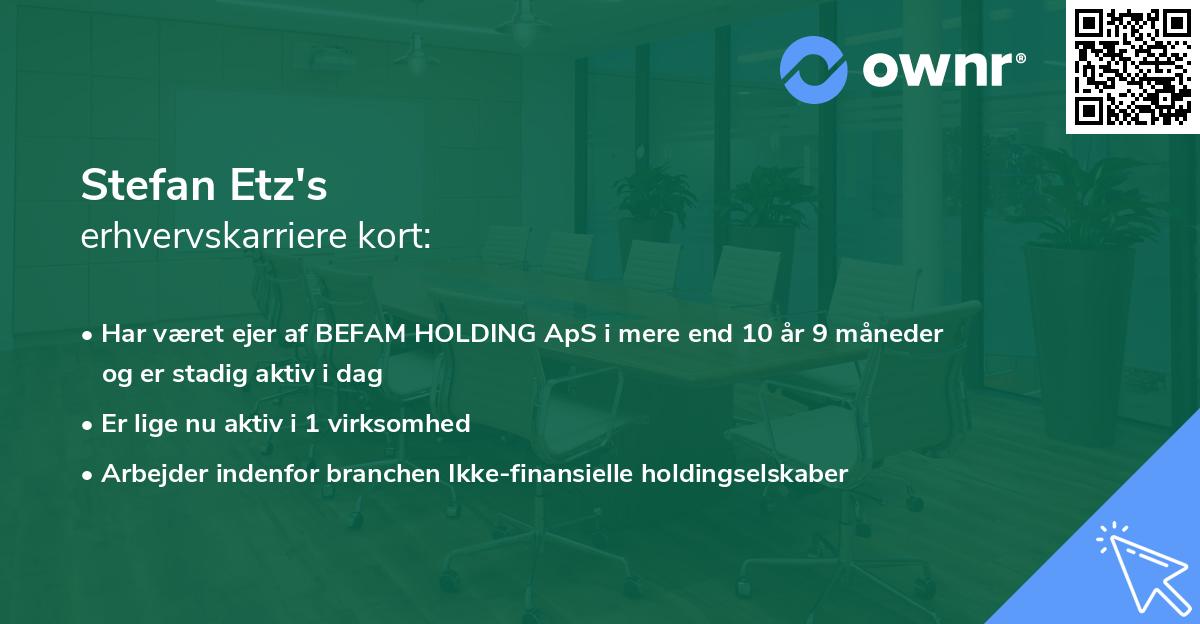 Stefan Etz's erhvervskarriere kort
