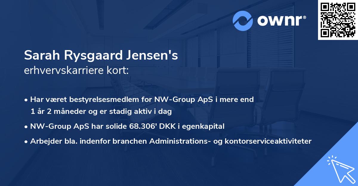 Sarah Rysgaard Jensen's erhvervskarriere kort