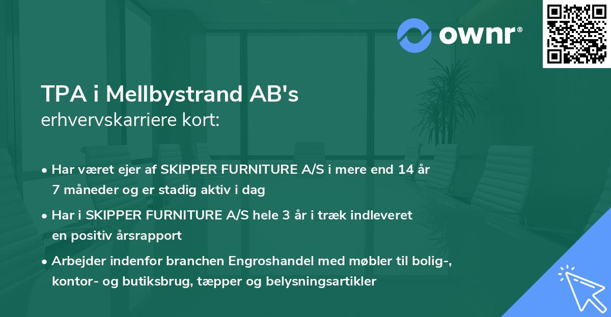 TPA i Mellbystrand AB's erhvervskarriere kort