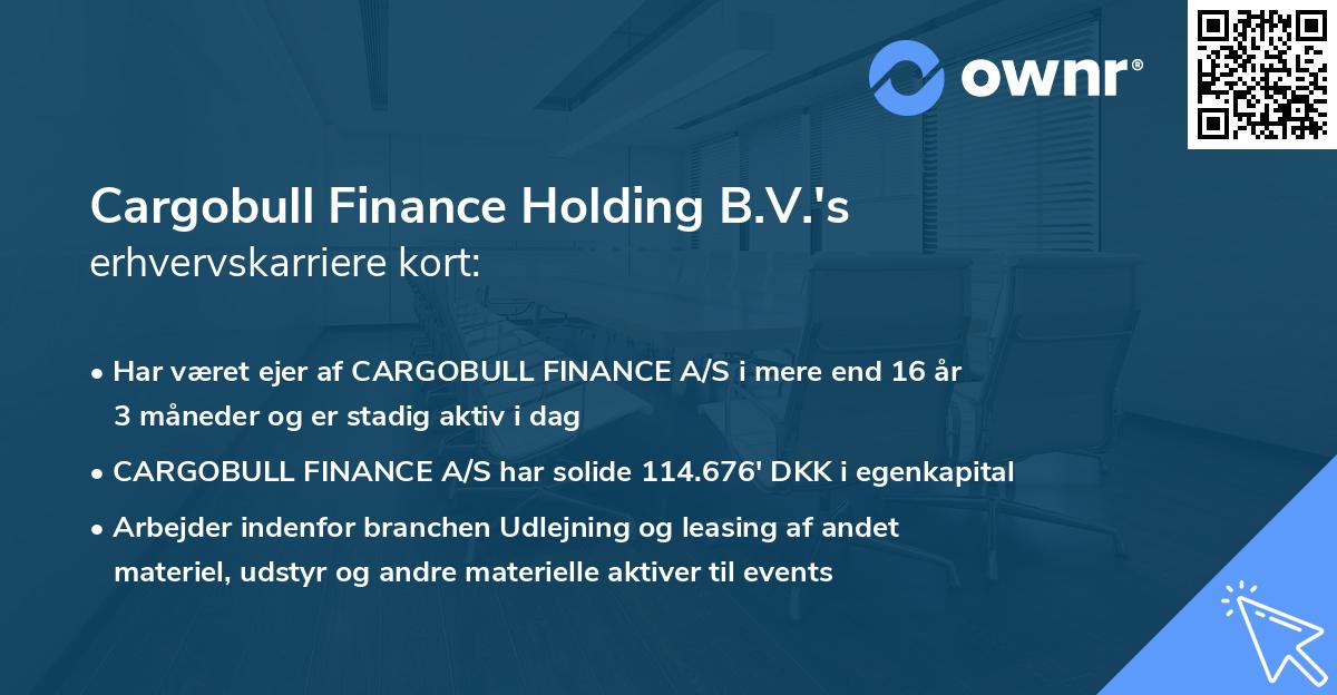 Cargobull Finance Holding B.V.'s erhvervskarriere kort