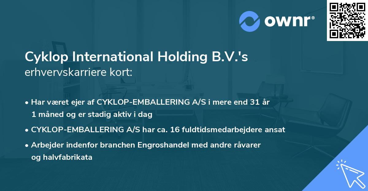 Cyklop International Holding B.V.'s erhvervskarriere kort