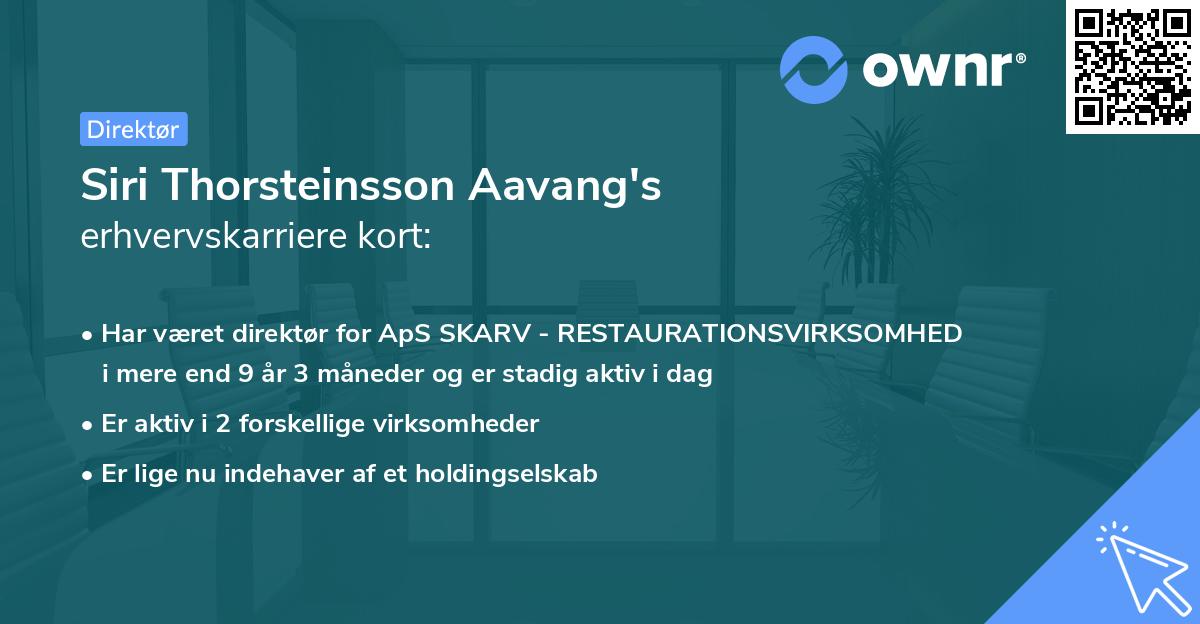 Siri Thorsteinsson Aavang's erhvervskarriere kort