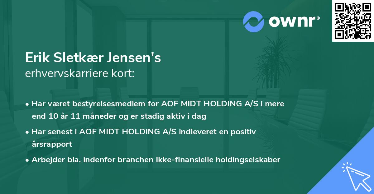 Erik Sletkær Jensen's erhvervskarriere kort