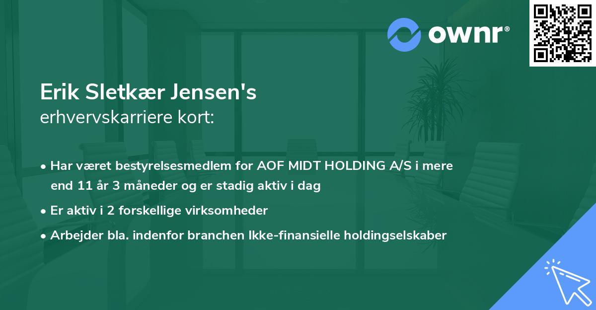 Erik Sletkær Jensen's erhvervskarriere kort