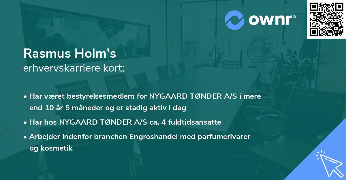 Rasmus Holm's erhvervskarriere kort