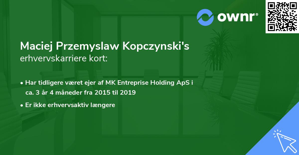 Maciej Przemyslaw Kopczynski's erhvervskarriere kort