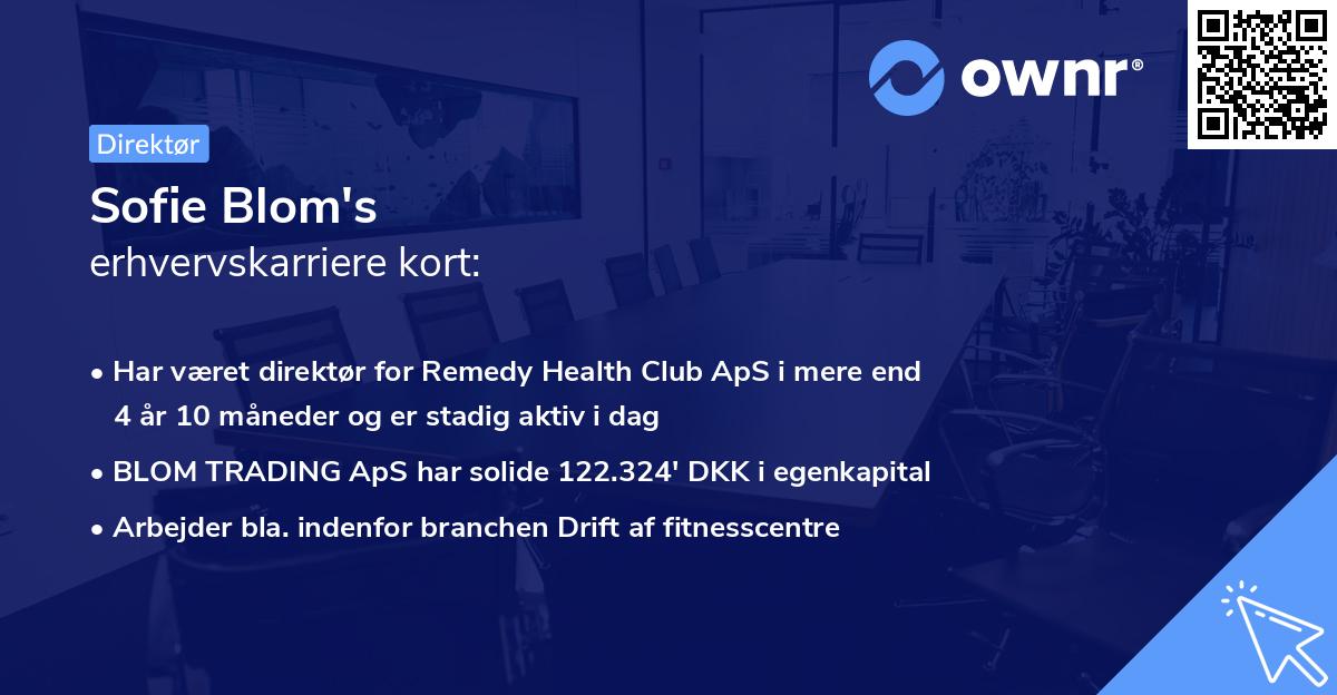 Sofie Blom's erhvervskarriere kort