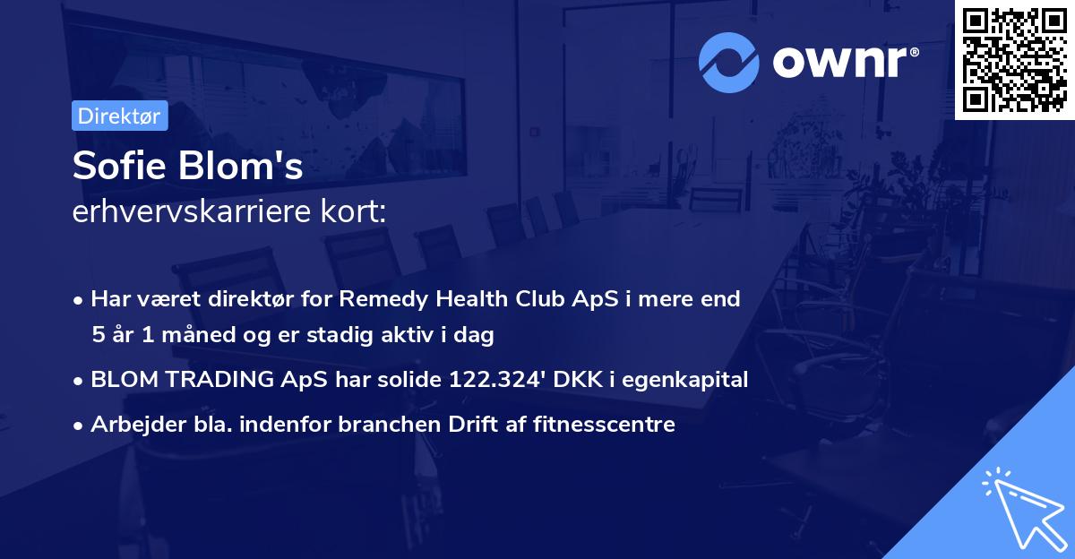 Sofie Blom's erhvervskarriere kort