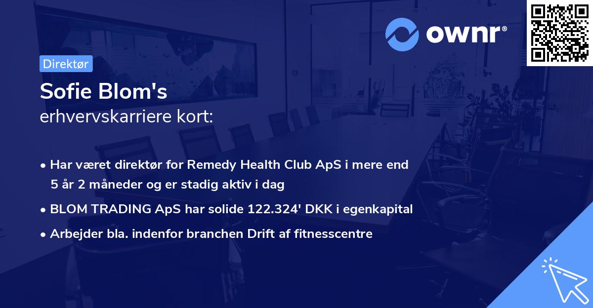 Sofie Blom's erhvervskarriere kort