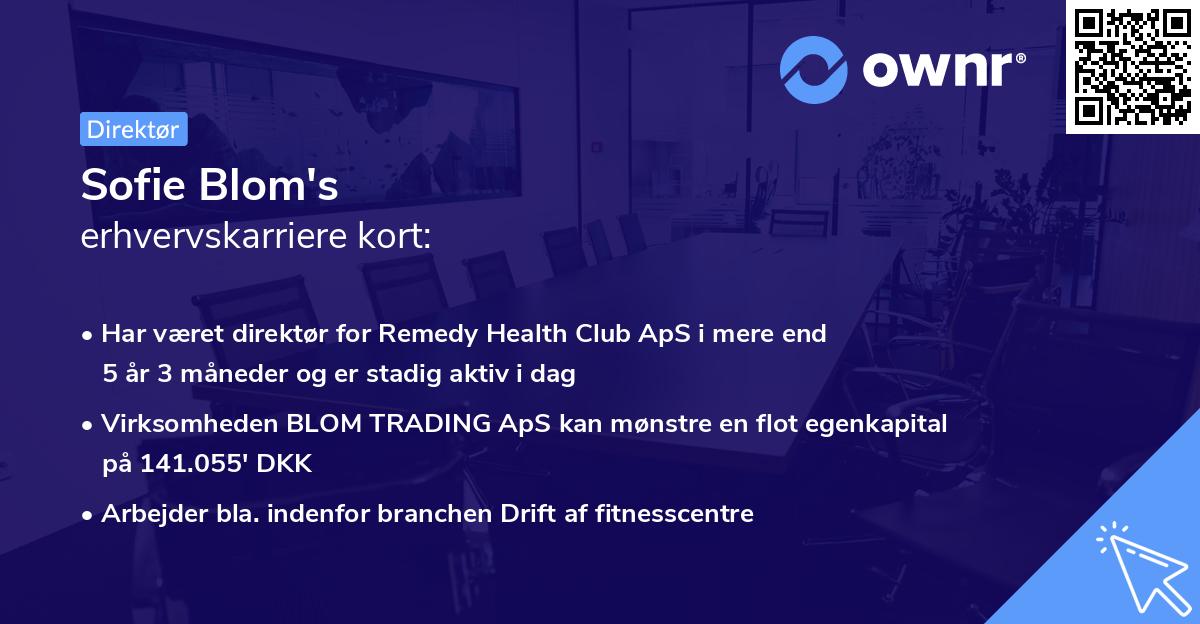 Sofie Blom's erhvervskarriere kort