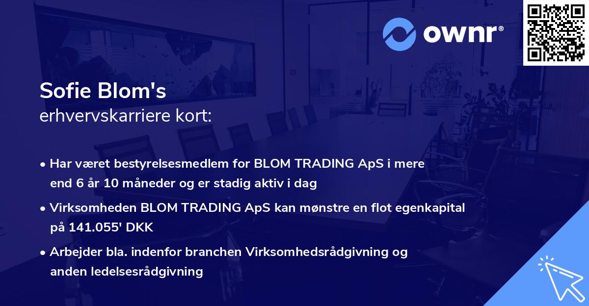 Sofie Blom's erhvervskarriere kort