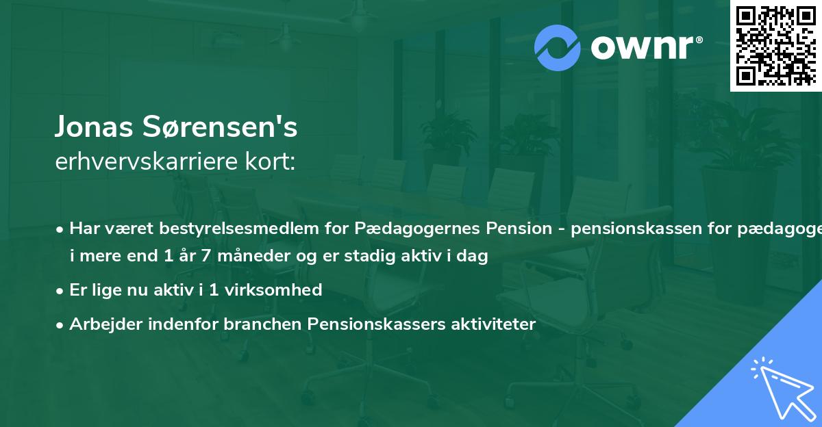 Jonas Sørensen's erhvervskarriere kort