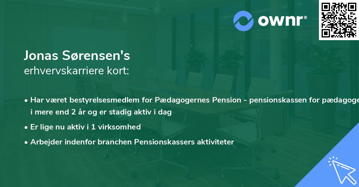 Jonas Sørensen's erhvervskarriere kort