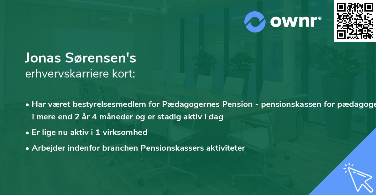 Jonas Sørensen's erhvervskarriere kort