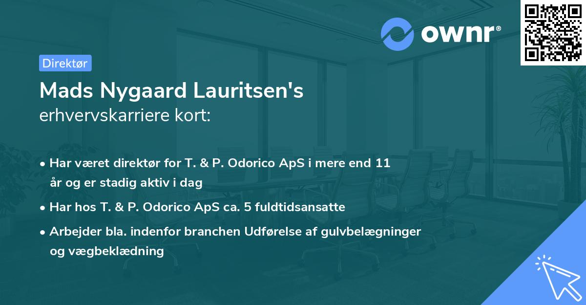 Mads Nygaard Lauritsen's erhvervskarriere kort