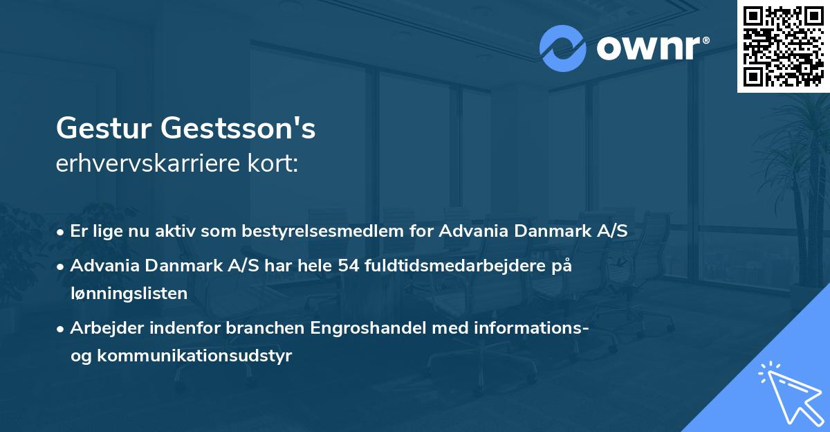 Gestur Gestsson's erhvervskarriere kort