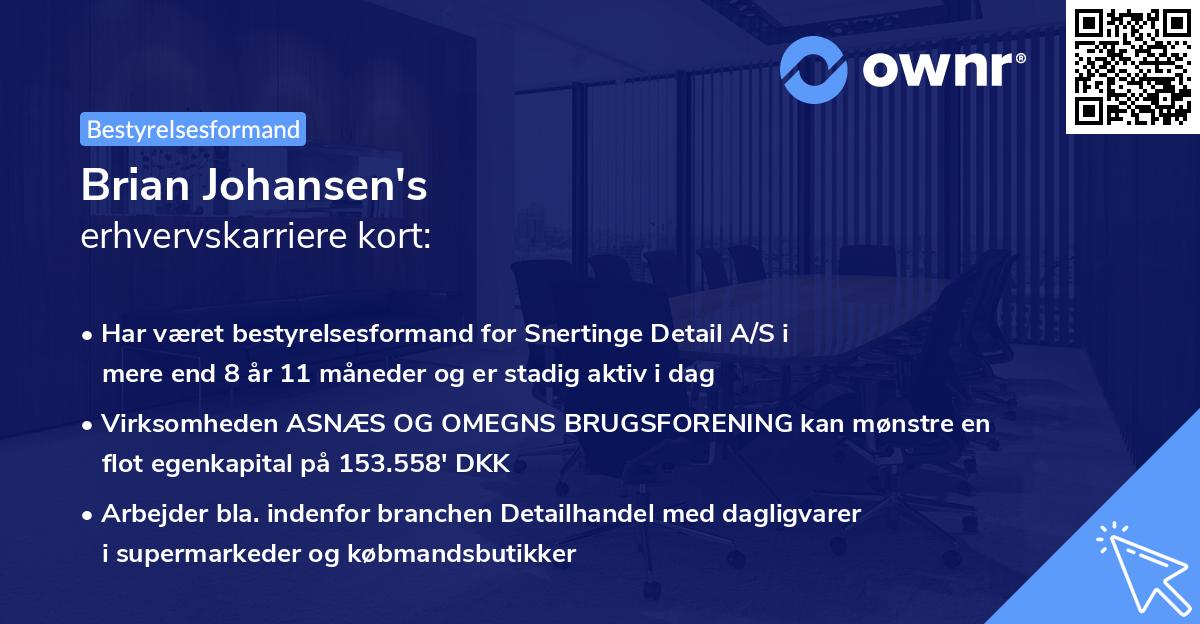 Brian Johansen's erhvervskarriere kort