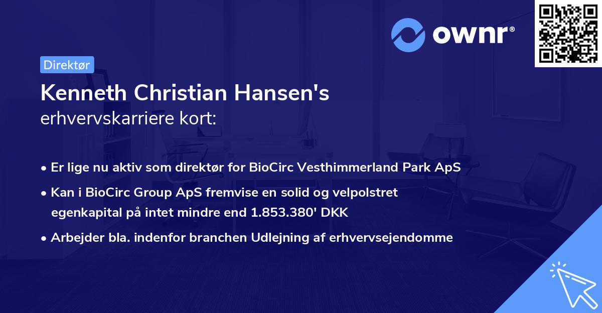Kenneth Christian Hansen's erhvervskarriere kort