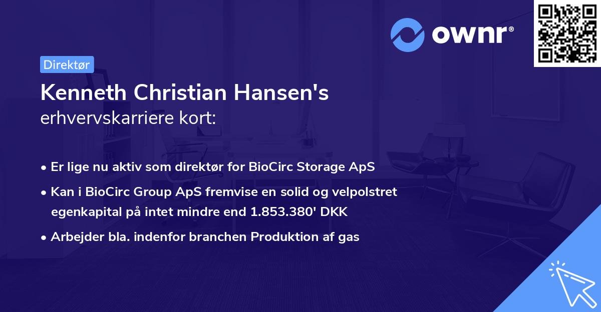 Kenneth Christian Hansen's erhvervskarriere kort