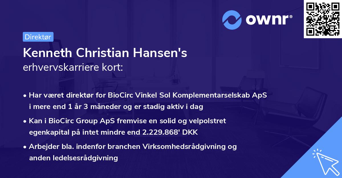 Kenneth Christian Hansen's erhvervskarriere kort