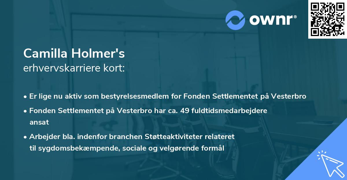 Camilla Holmer's erhvervskarriere kort