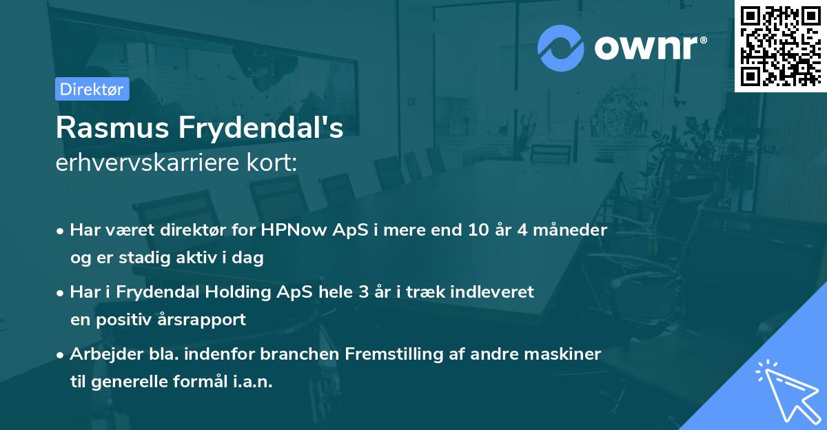 Rasmus Frydendal's erhvervskarriere kort