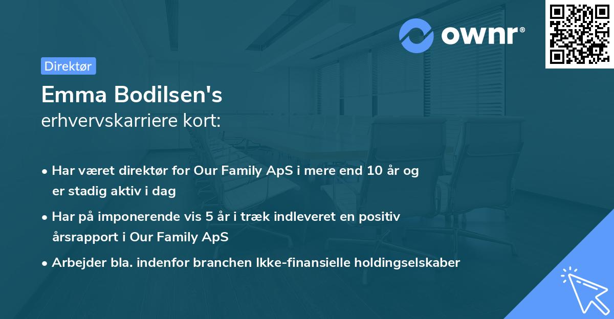 Emma Bodilsen's erhvervskarriere kort