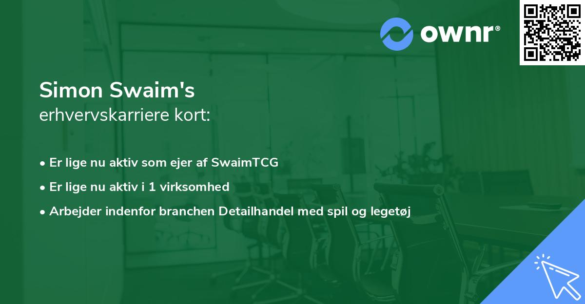 Simon Swaim's erhvervskarriere kort