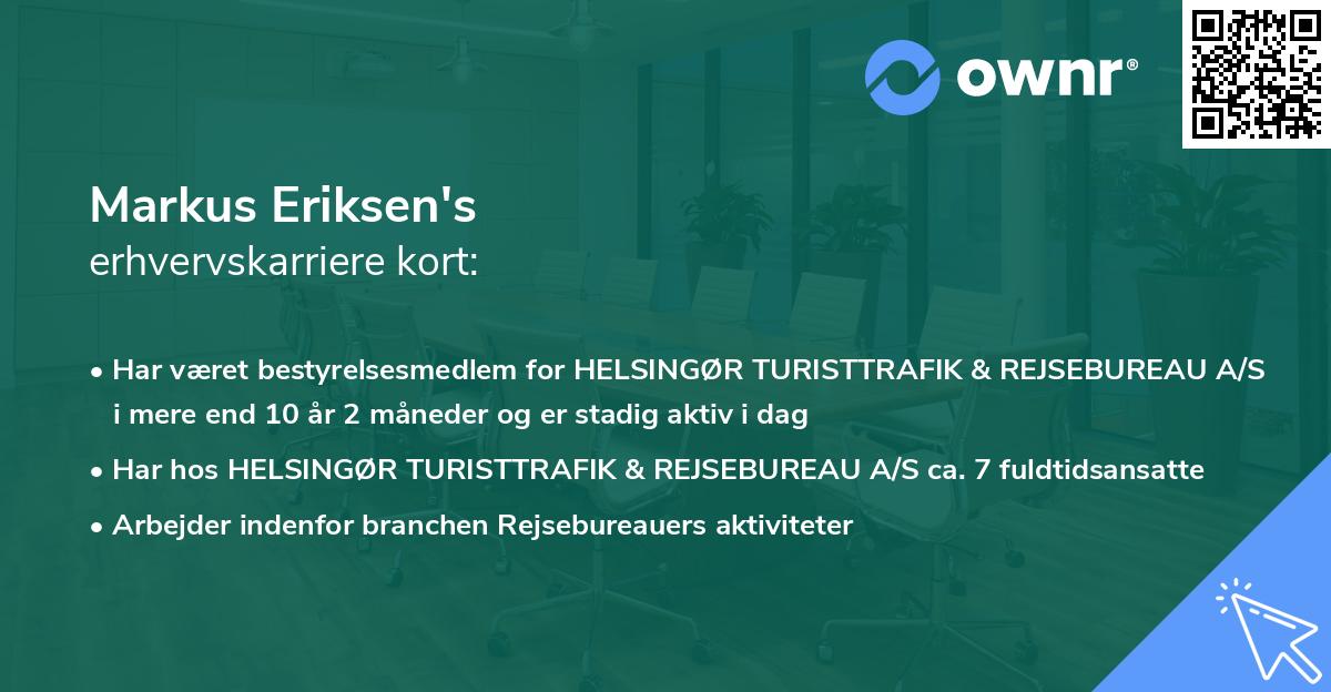 Markus Eriksen's erhvervskarriere kort