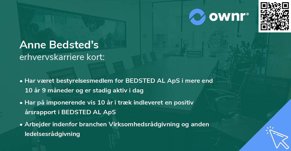 Anne Bedsted's erhvervskarriere kort