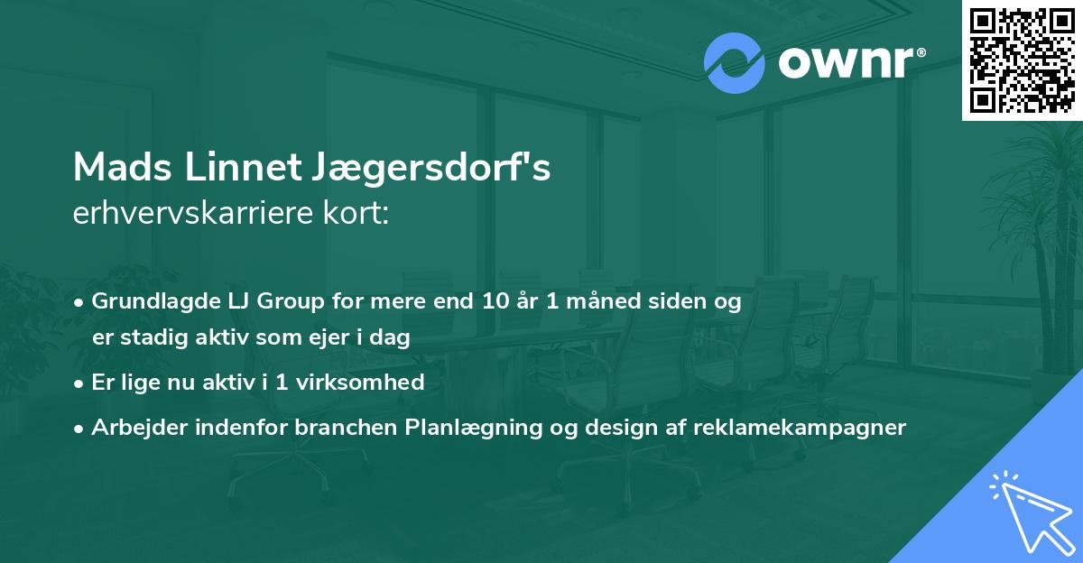 Mads Linnet Jægersdorf's erhvervskarriere kort