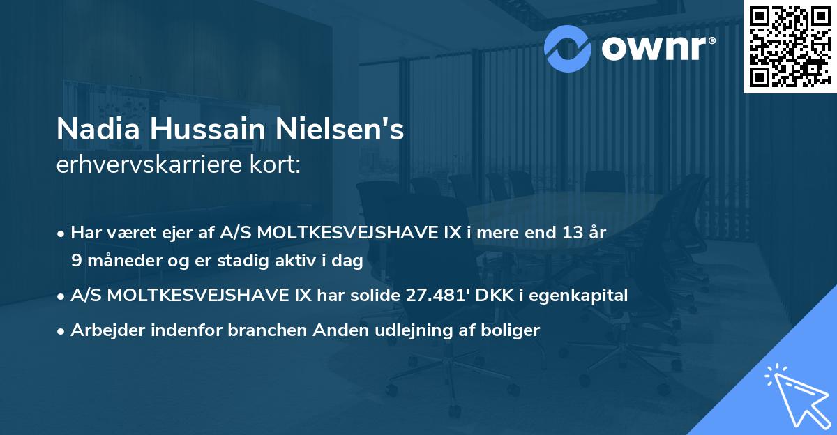 Nadia Hussain Nielsen's erhvervskarriere kort