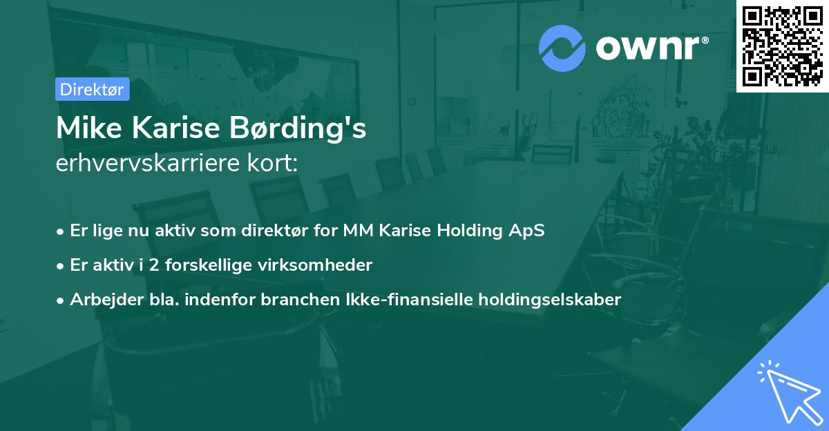 Mike Karise Børding's erhvervskarriere kort