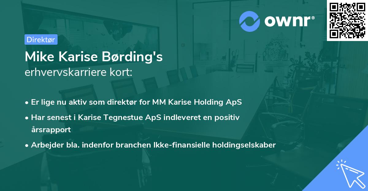 Mike Karise Børding's erhvervskarriere kort