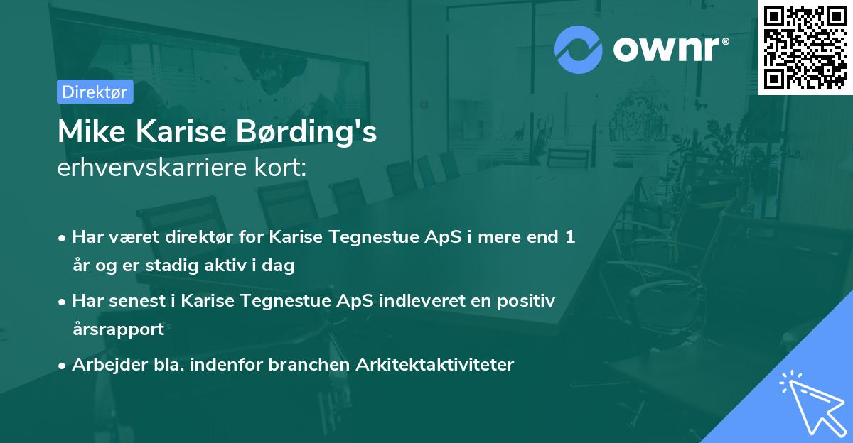 Mike Karise Børding's erhvervskarriere kort