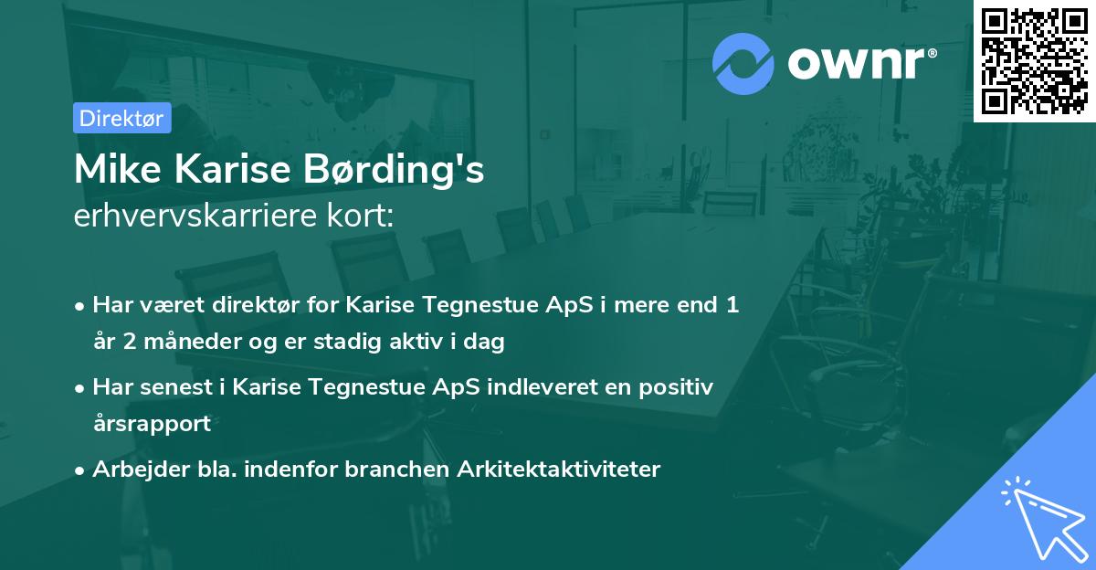 Mike Karise Børding's erhvervskarriere kort