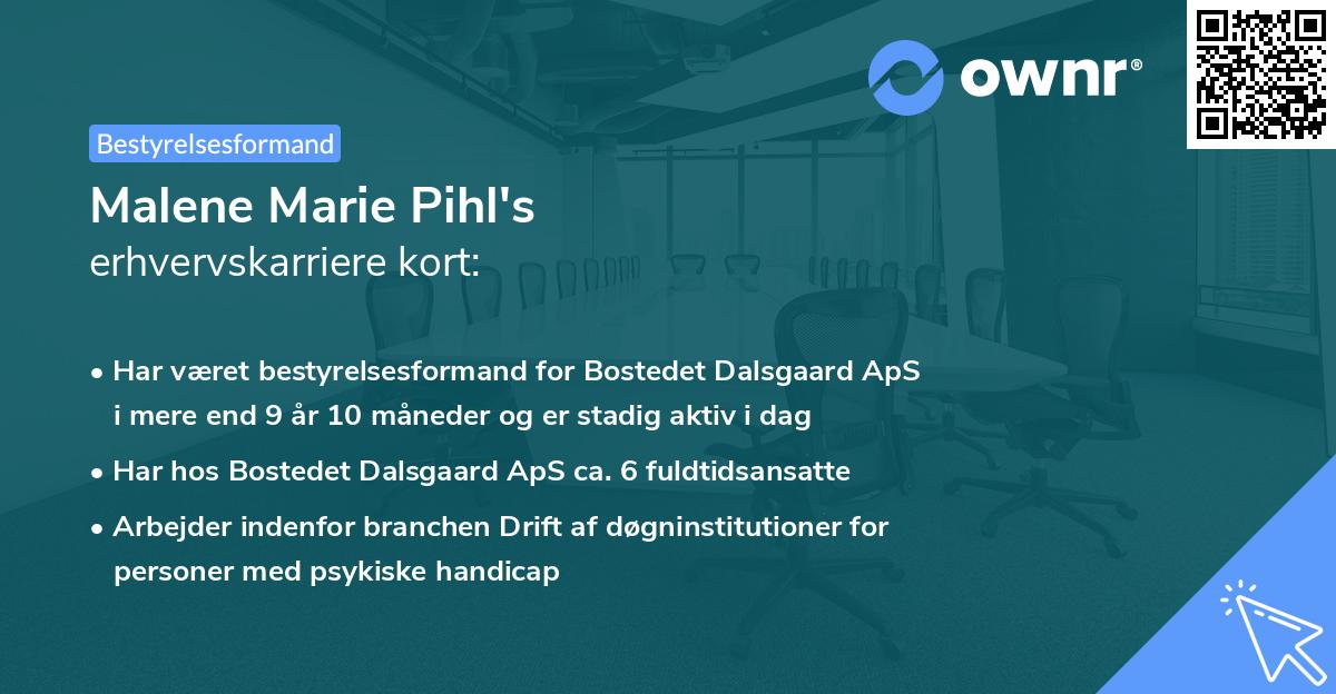 Malene Marie Pihl's erhvervskarriere kort