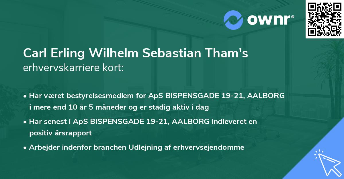 Carl Erling Wilhelm Sebastian Tham's erhvervskarriere kort