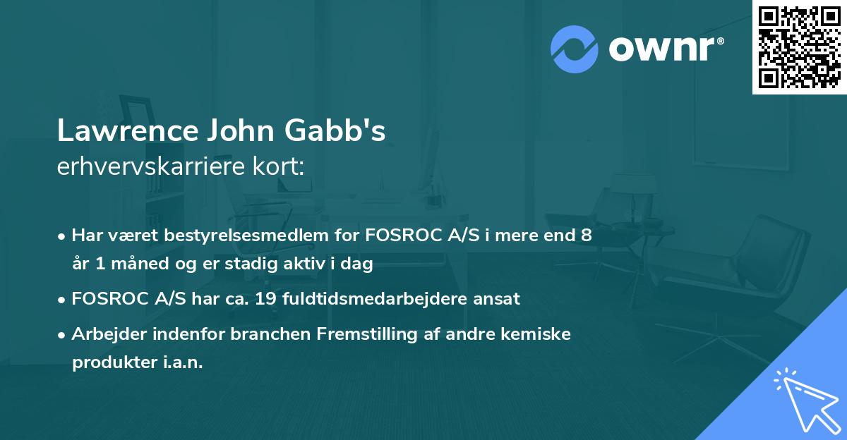 Lawrence John Gabb's erhvervskarriere kort