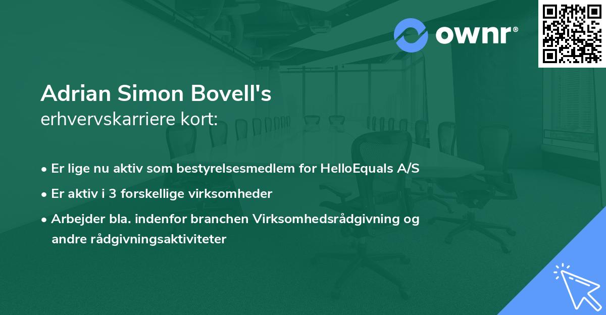 Adrian Simon Bovell's erhvervskarriere kort